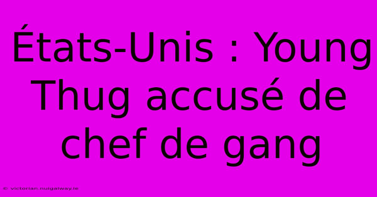 États-Unis : Young Thug Accusé De Chef De Gang