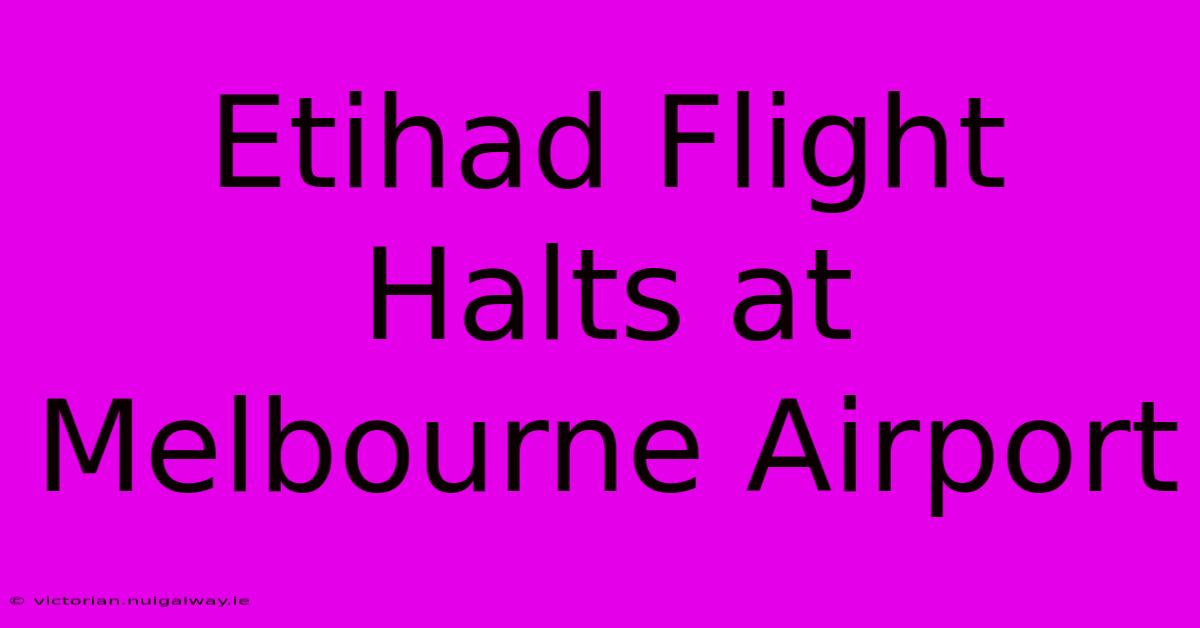 Etihad Flight Halts At Melbourne Airport