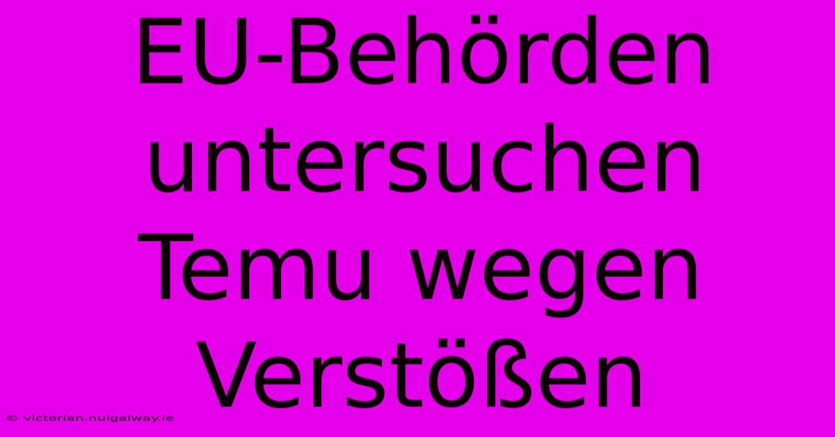 EU-Behörden Untersuchen Temu Wegen Verstößen