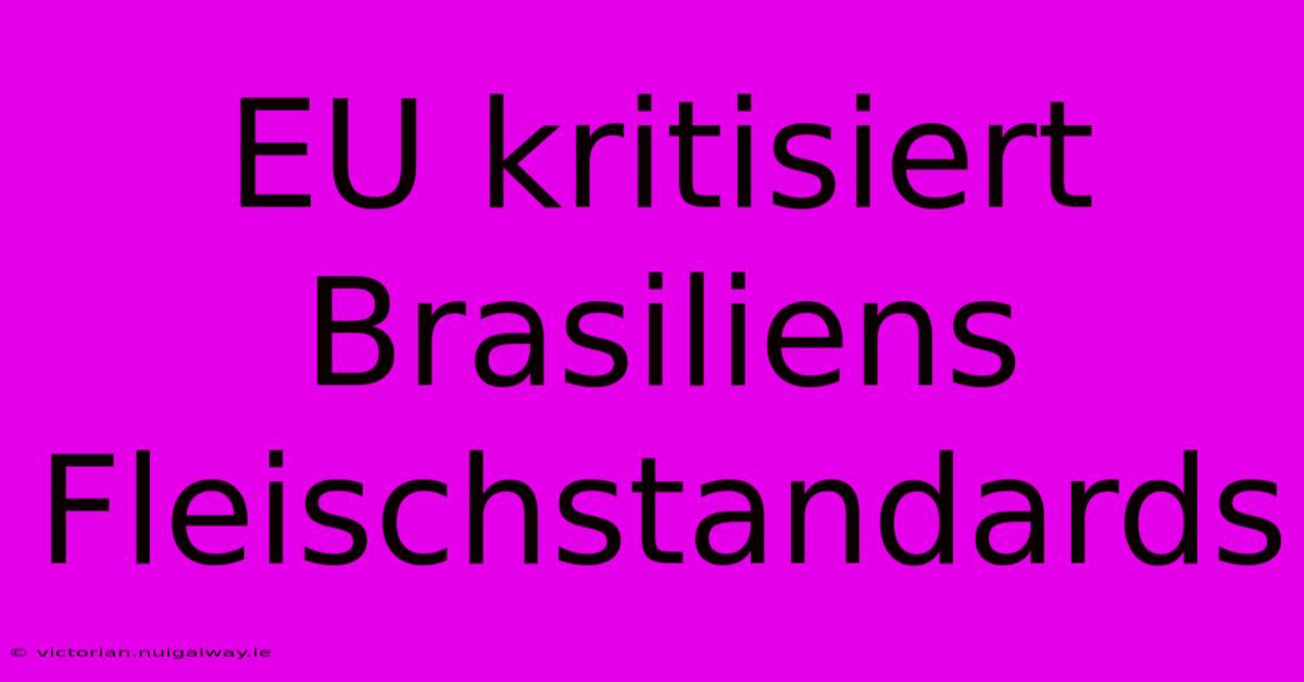 EU Kritisiert Brasiliens Fleischstandards