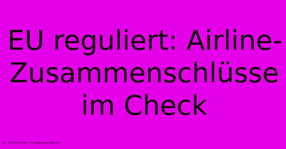 EU Reguliert: Airline-Zusammenschlüsse Im Check