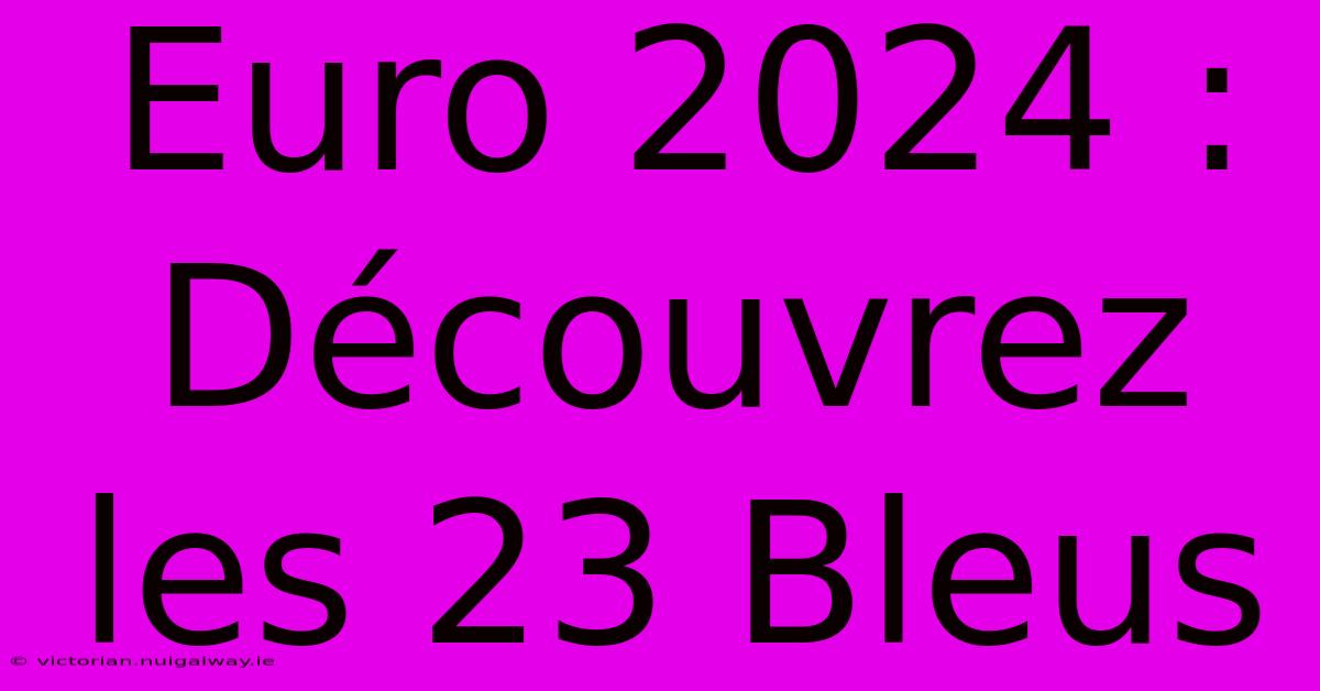 Euro 2024 : Découvrez Les 23 Bleus 