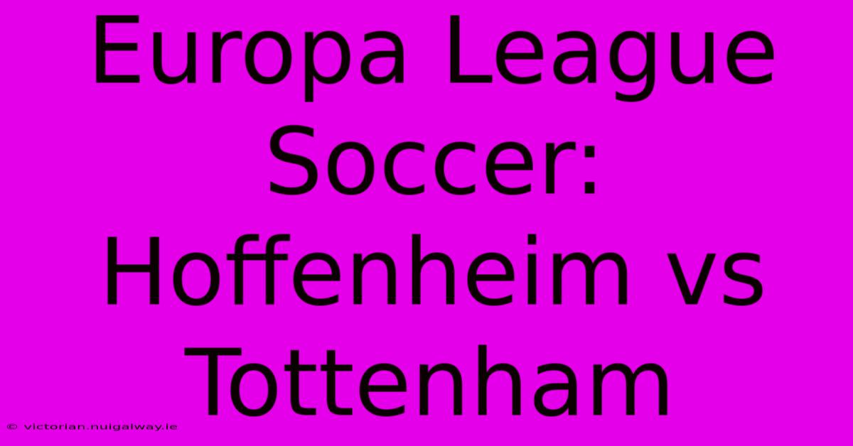 Europa League Soccer: Hoffenheim Vs Tottenham