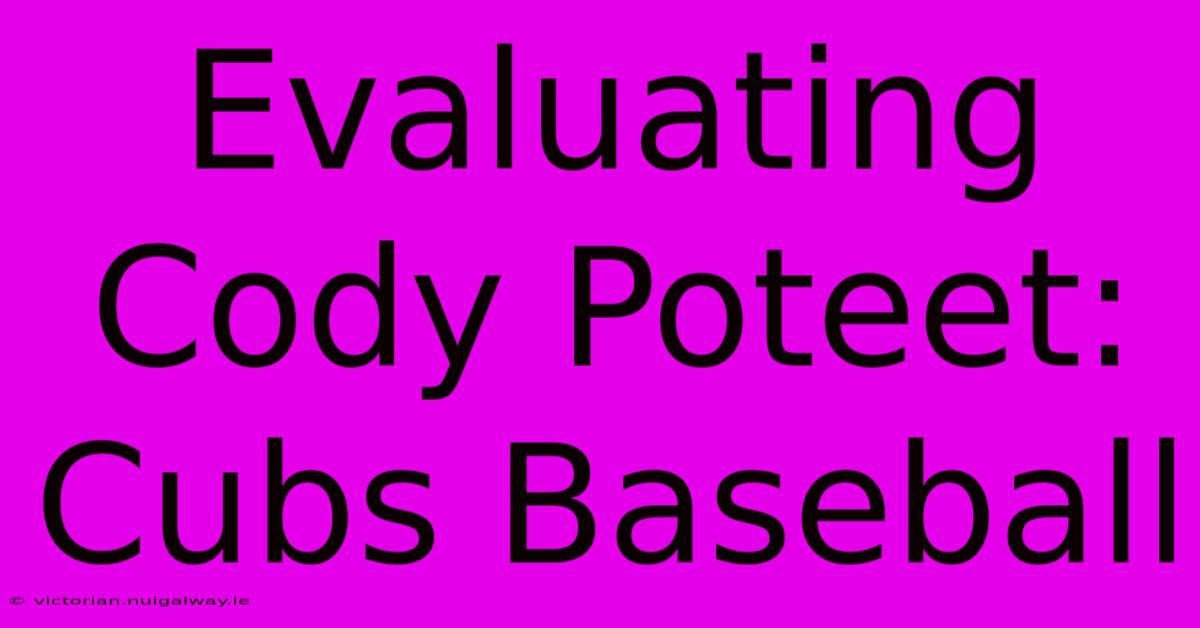 Evaluating Cody Poteet: Cubs Baseball