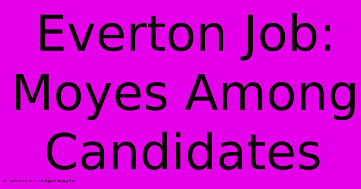 Everton Job: Moyes Among Candidates