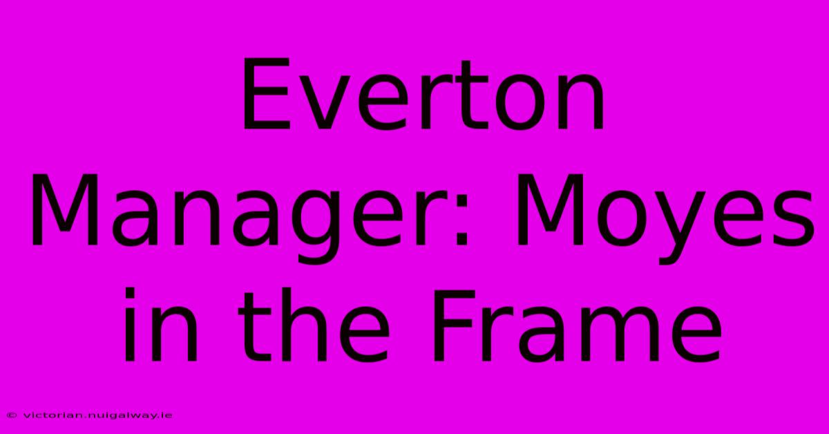 Everton Manager: Moyes In The Frame