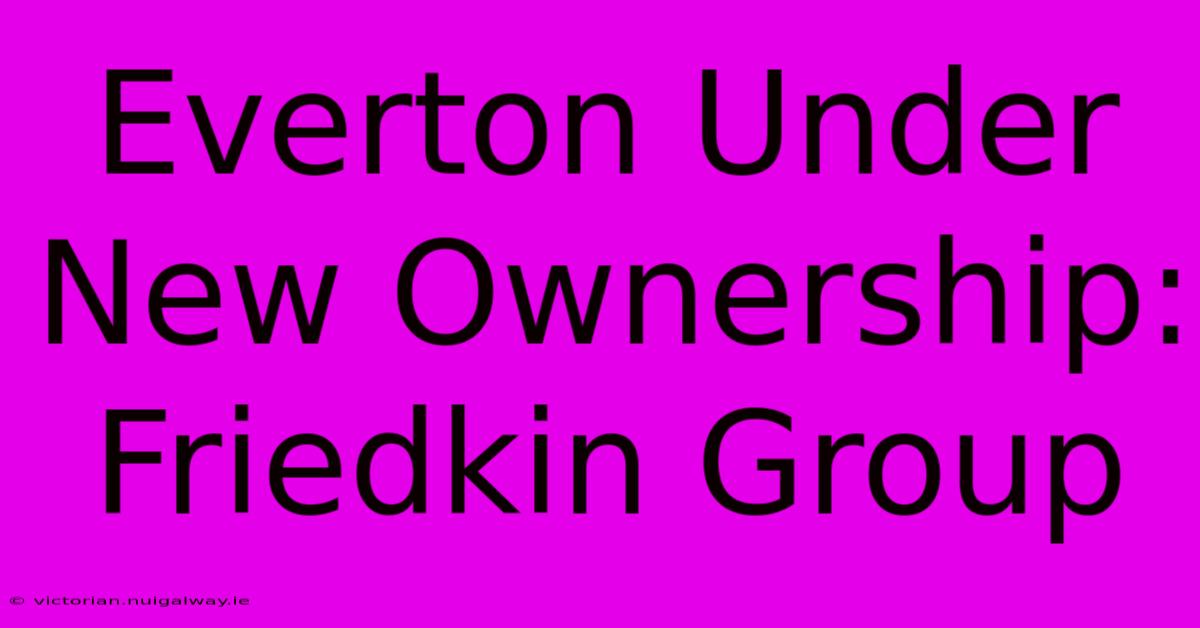 Everton Under New Ownership: Friedkin Group