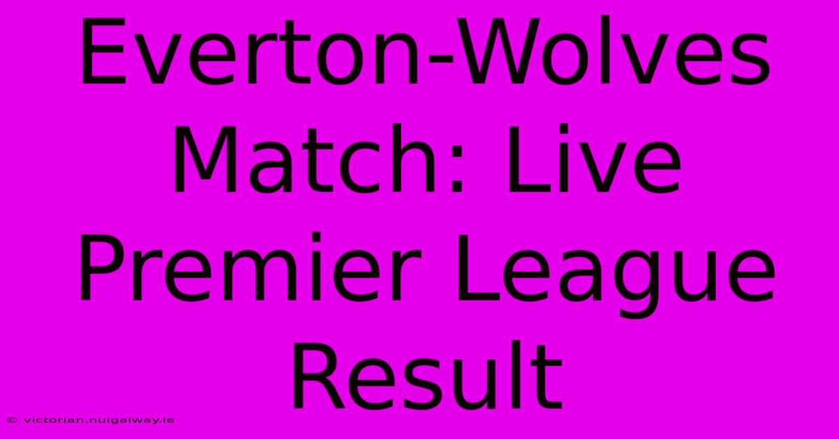 Everton-Wolves Match: Live Premier League Result