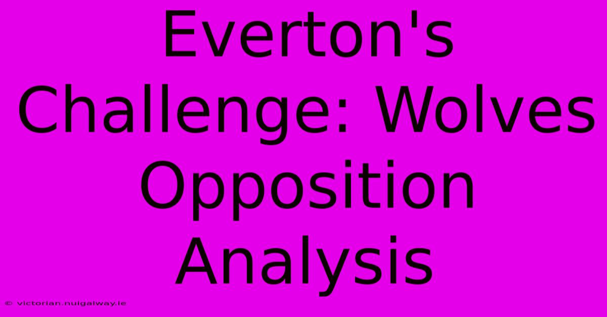 Everton's Challenge: Wolves Opposition Analysis