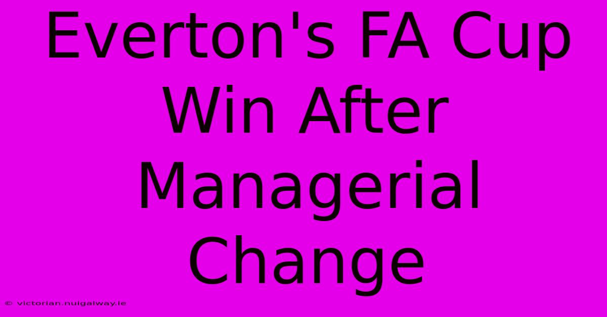 Everton's FA Cup Win After Managerial Change