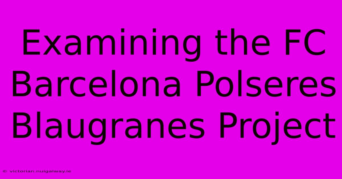 Examining The FC Barcelona Polseres Blaugranes Project