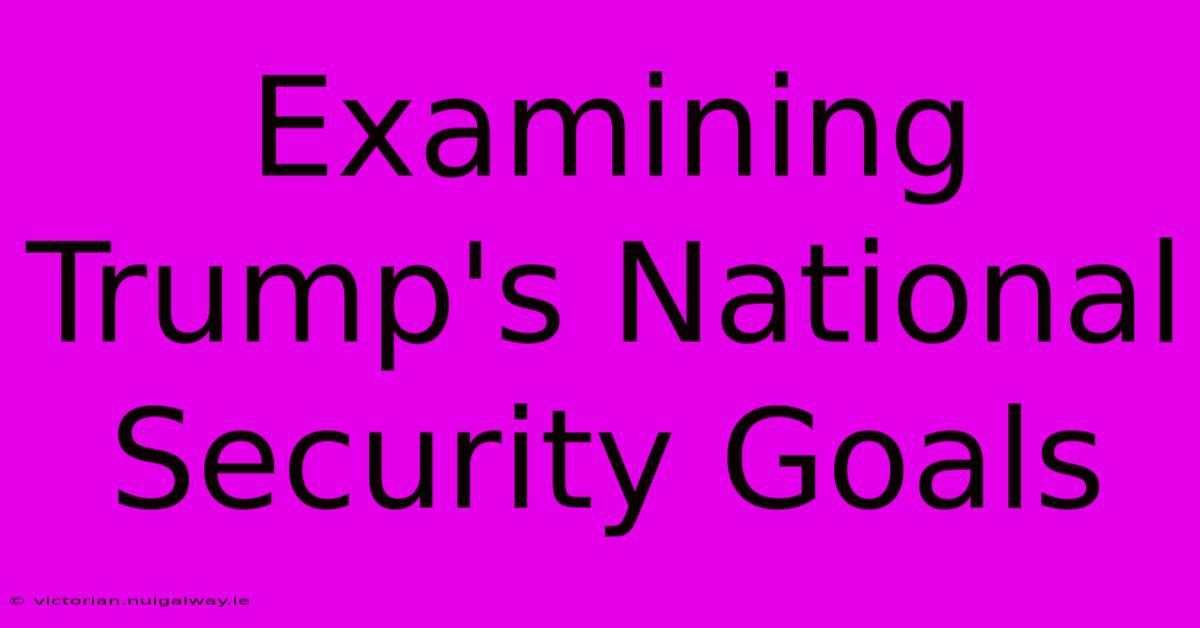 Examining Trump's National Security Goals