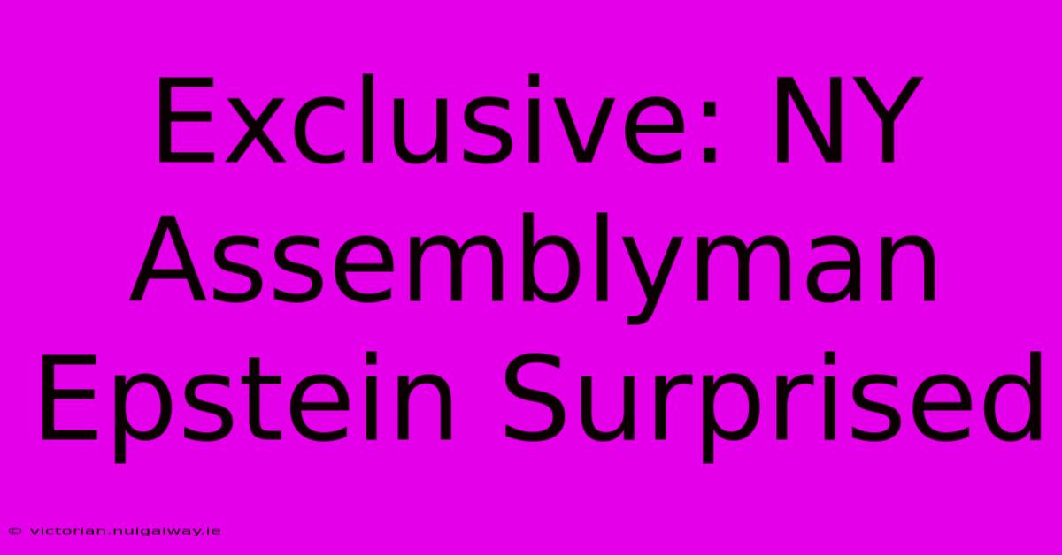 Exclusive: NY Assemblyman Epstein Surprised 