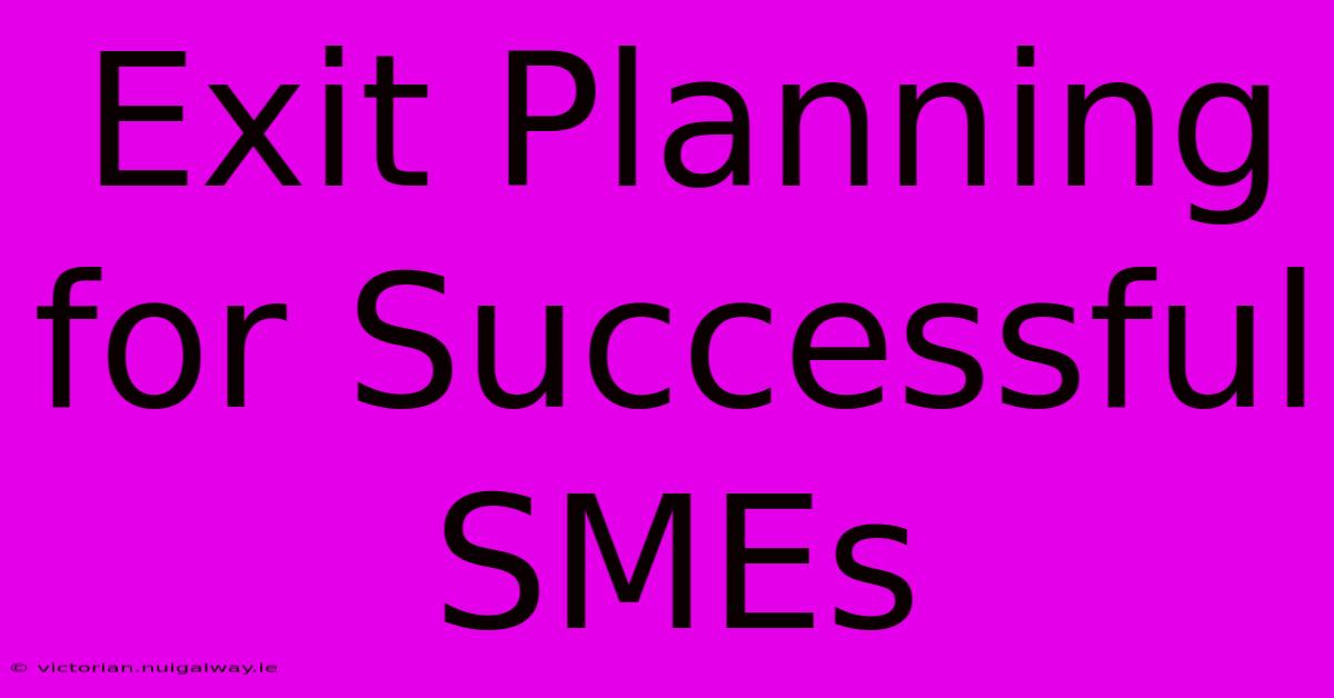 Exit Planning For Successful SMEs