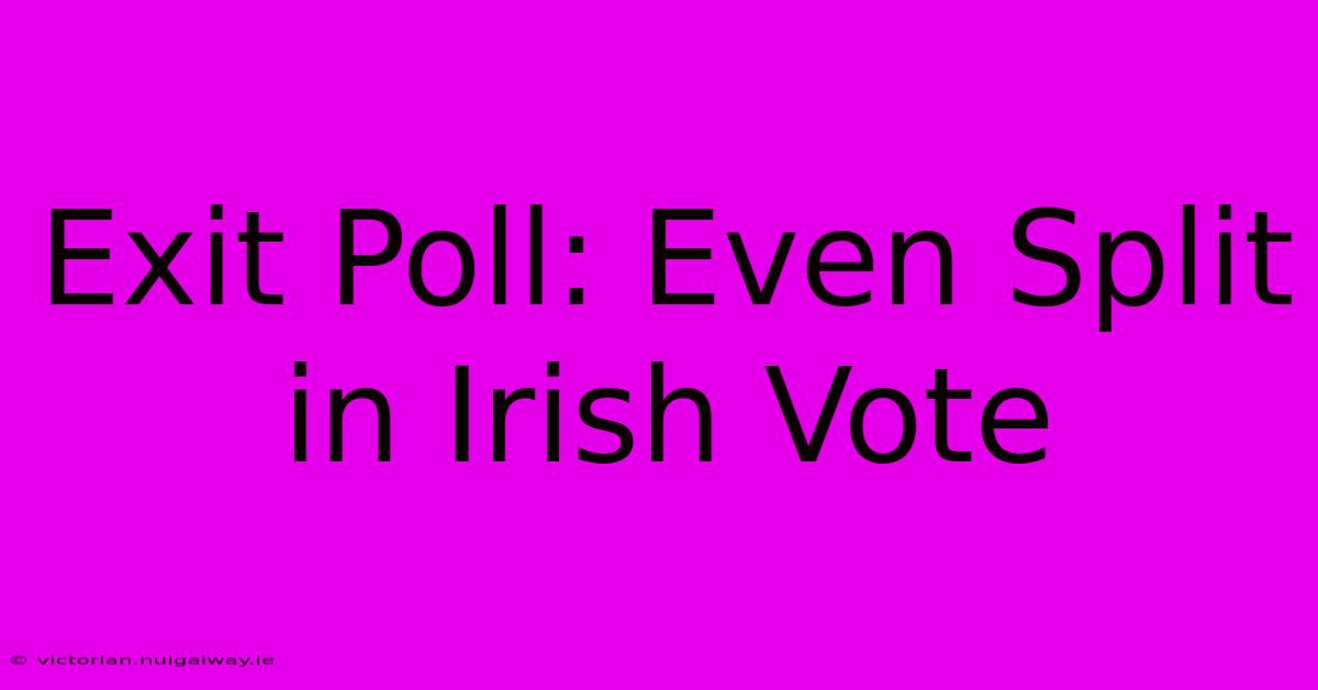 Exit Poll: Even Split In Irish Vote