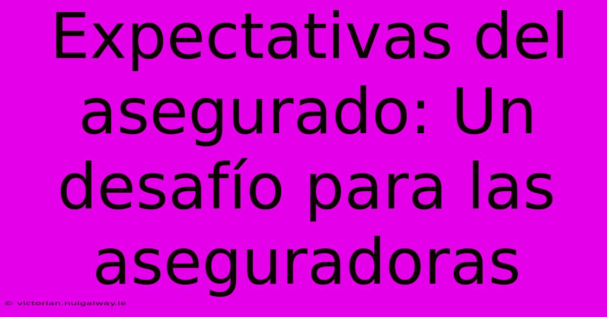 Expectativas Del Asegurado: Un Desafío Para Las Aseguradoras 