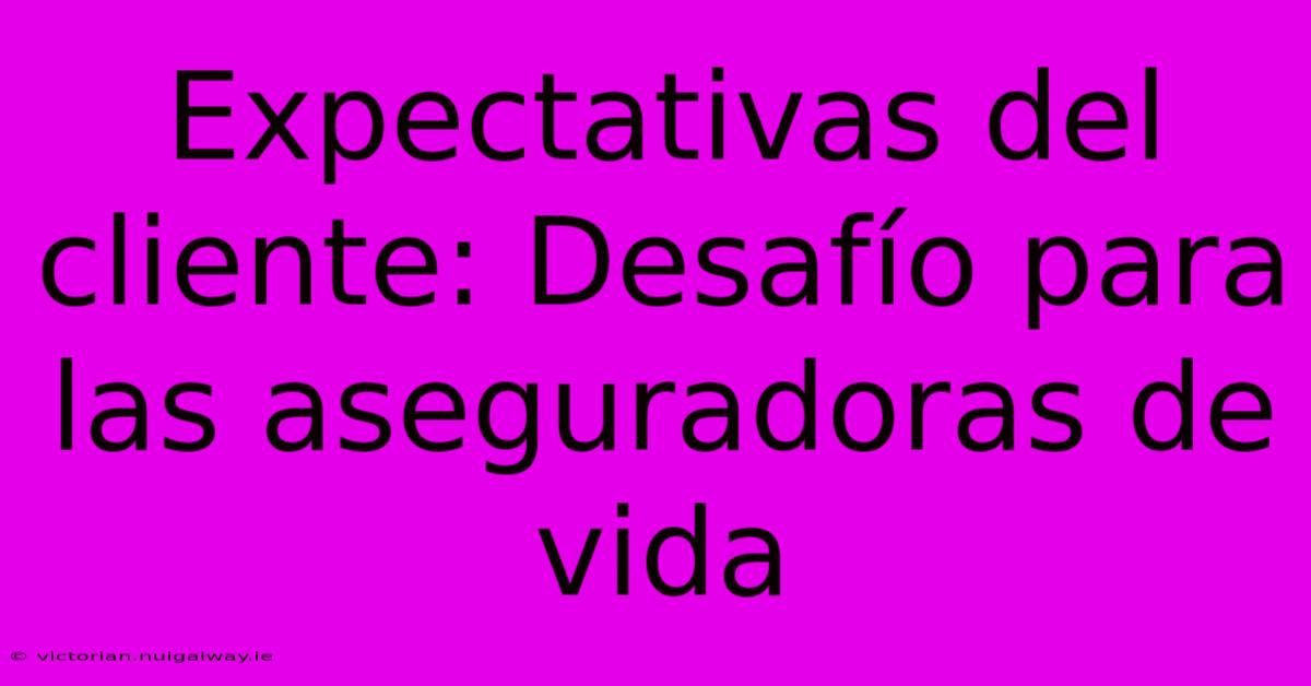 Expectativas Del Cliente: Desafío Para Las Aseguradoras De Vida