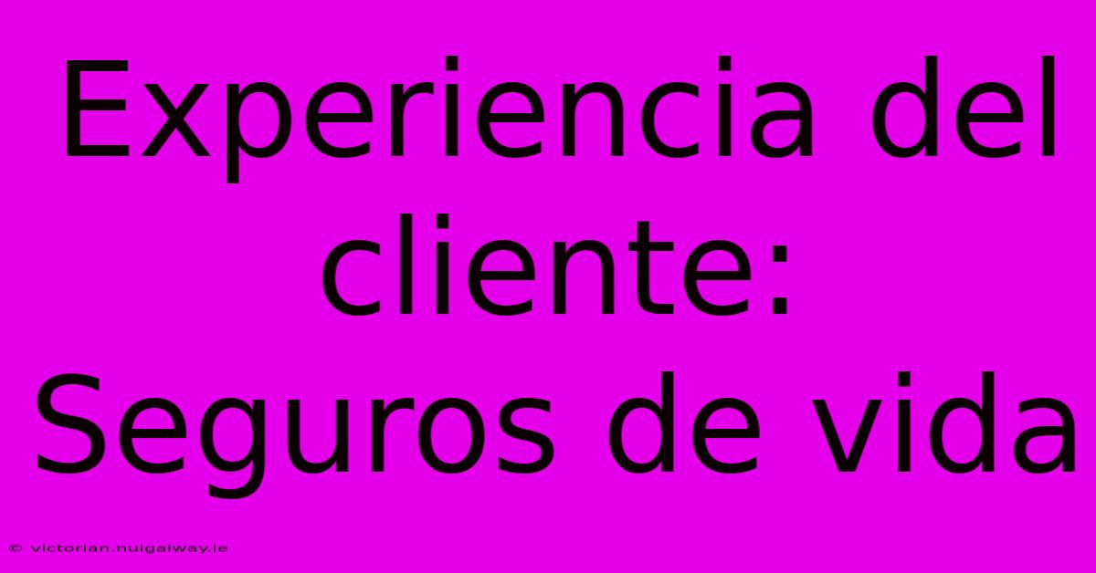 Experiencia Del Cliente: Seguros De Vida