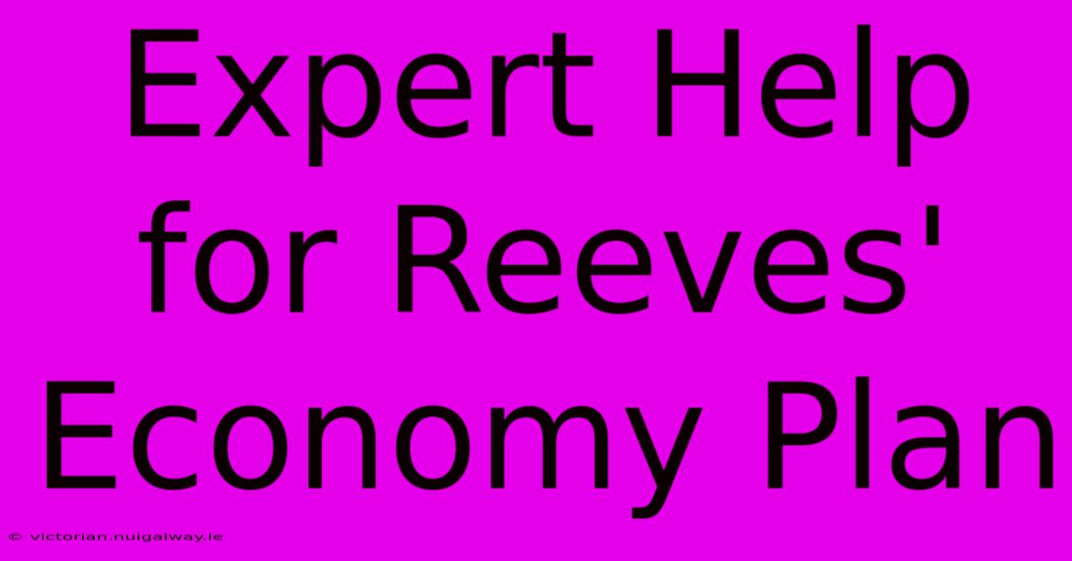 Expert Help For Reeves' Economy Plan