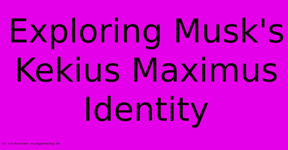 Exploring Musk's Kekius Maximus Identity