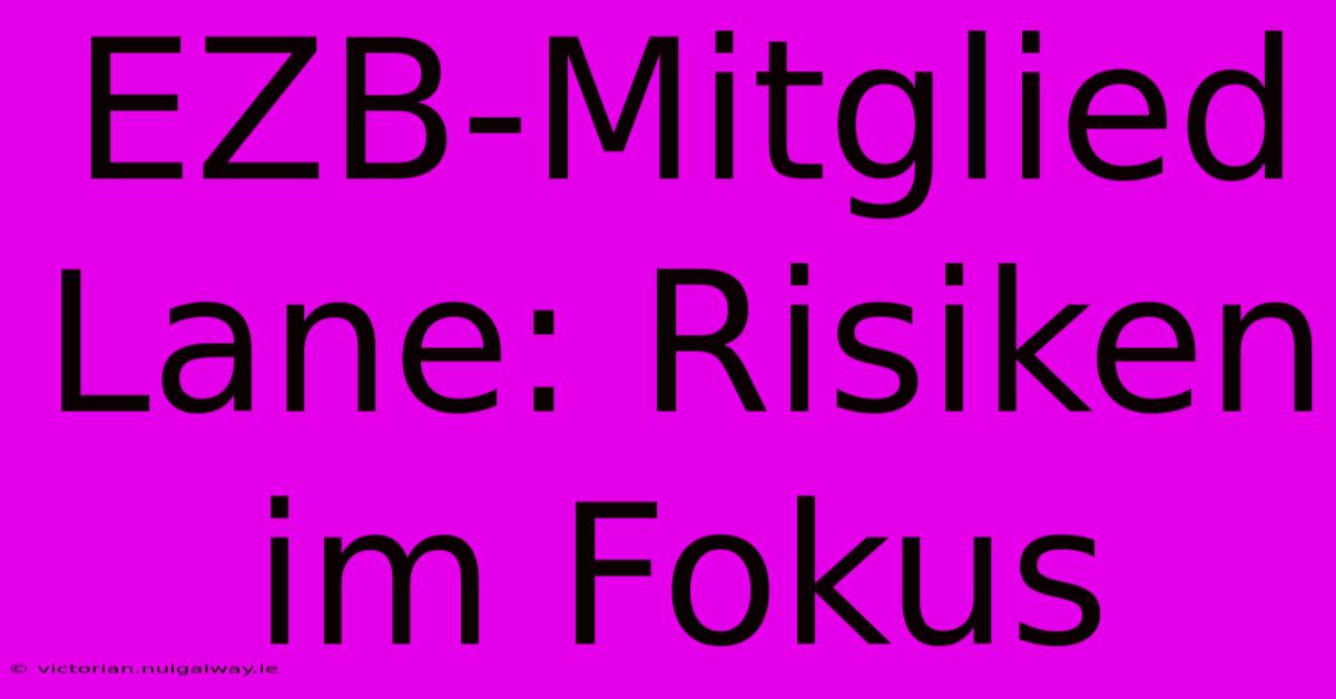 EZB-Mitglied Lane: Risiken Im Fokus