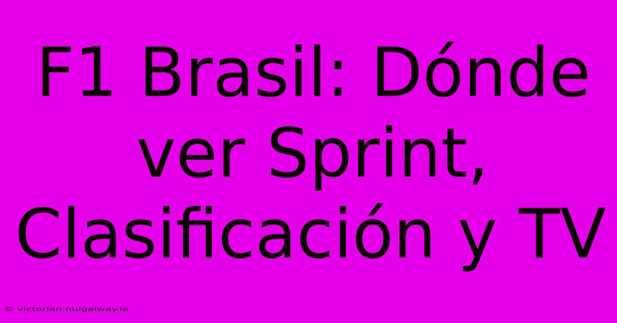 F1 Brasil: Dónde Ver Sprint, Clasificación Y TV 