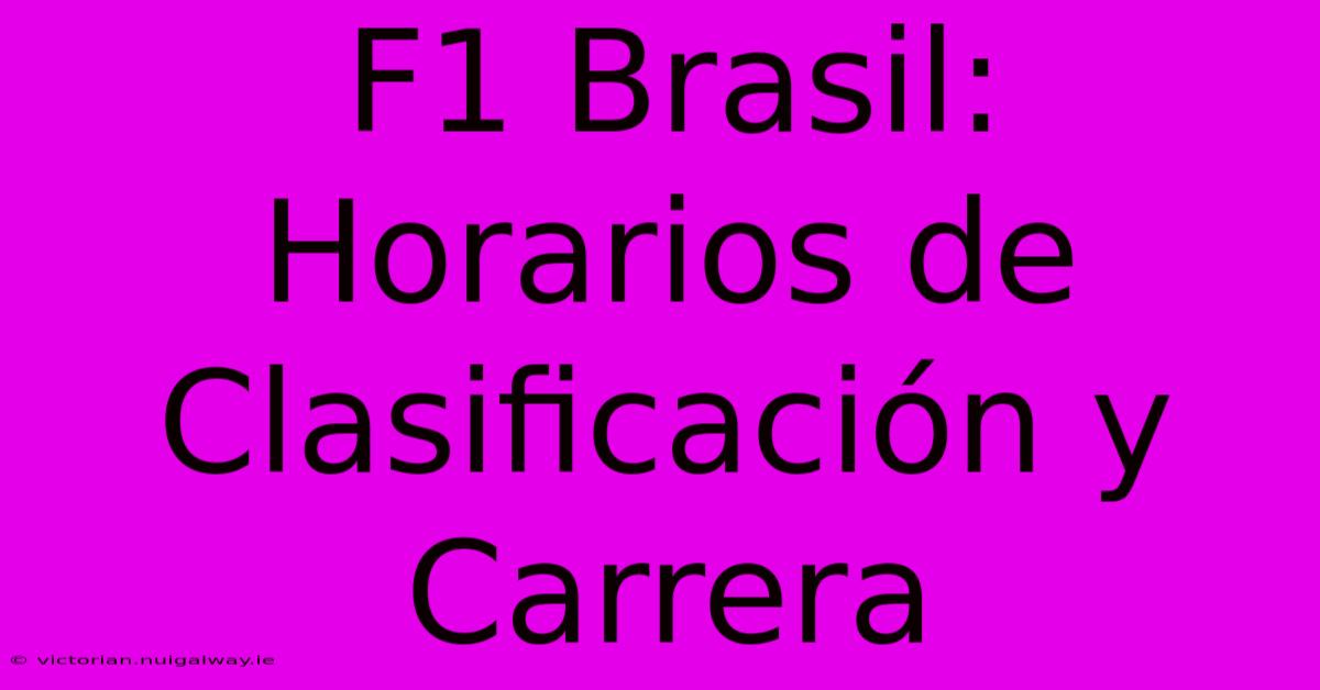 F1 Brasil: Horarios De Clasificación Y Carrera 