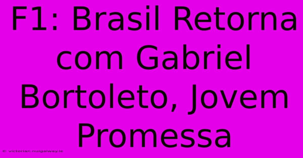 F1: Brasil Retorna Com Gabriel Bortoleto, Jovem Promessa