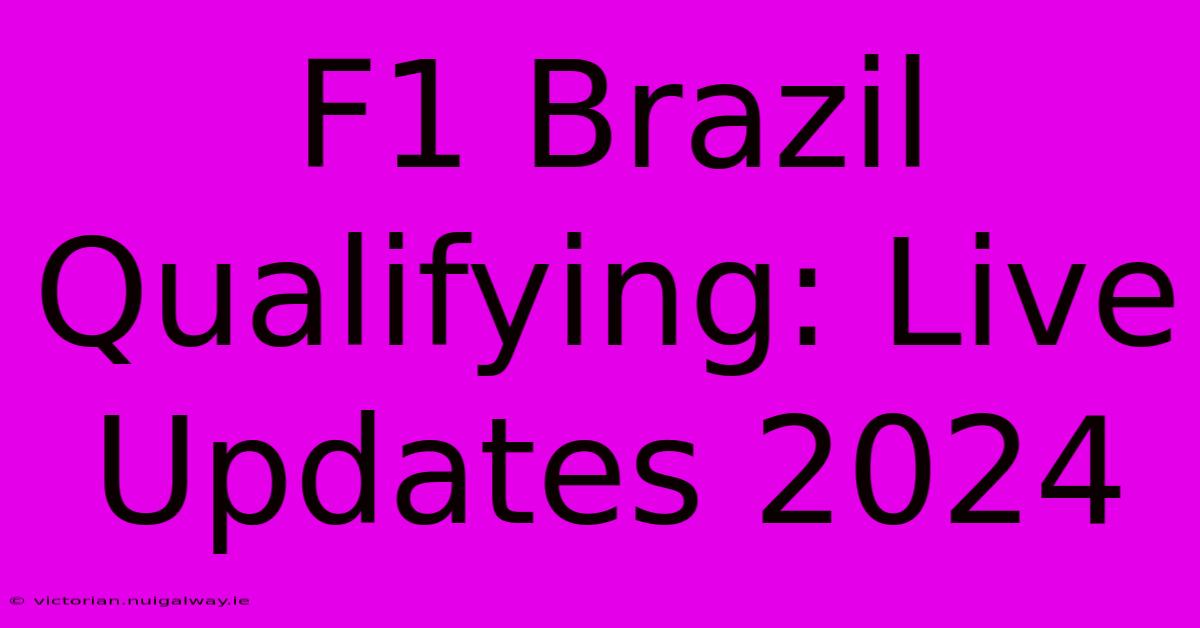 F1 Brazil Qualifying: Live Updates 2024