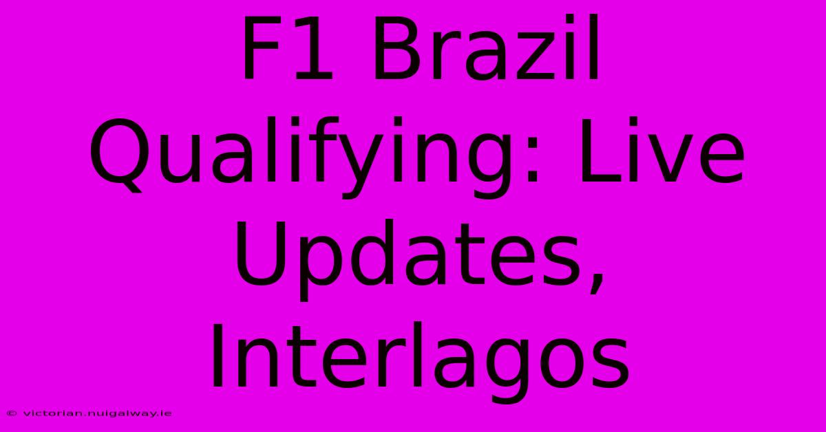 F1 Brazil Qualifying: Live Updates, Interlagos 