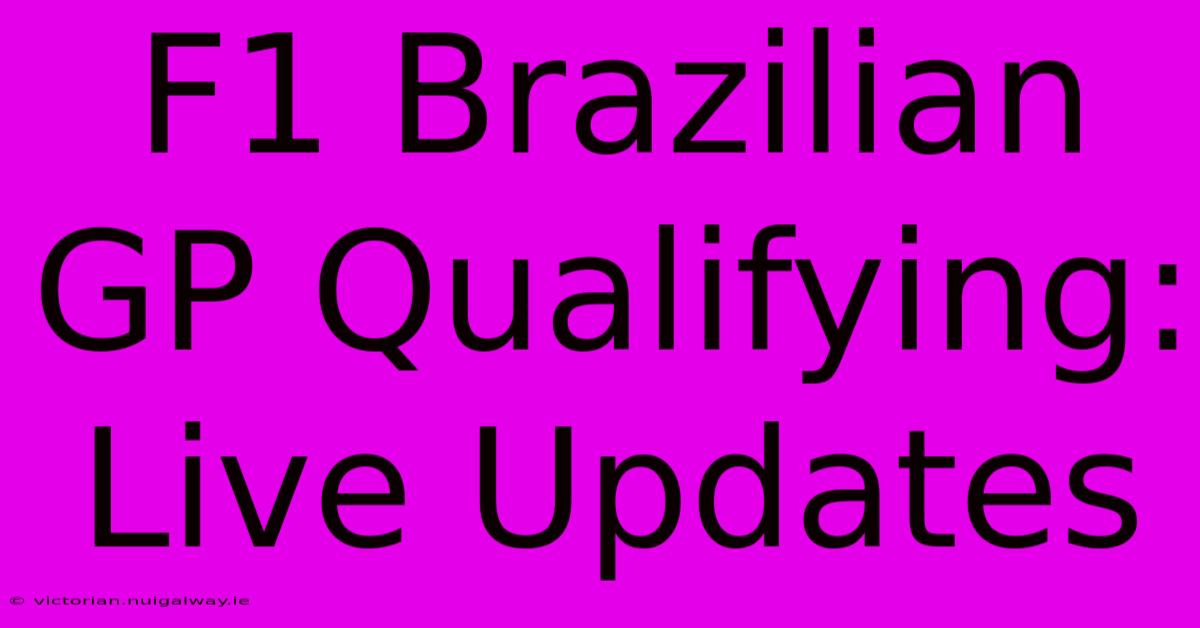 F1 Brazilian GP Qualifying: Live Updates