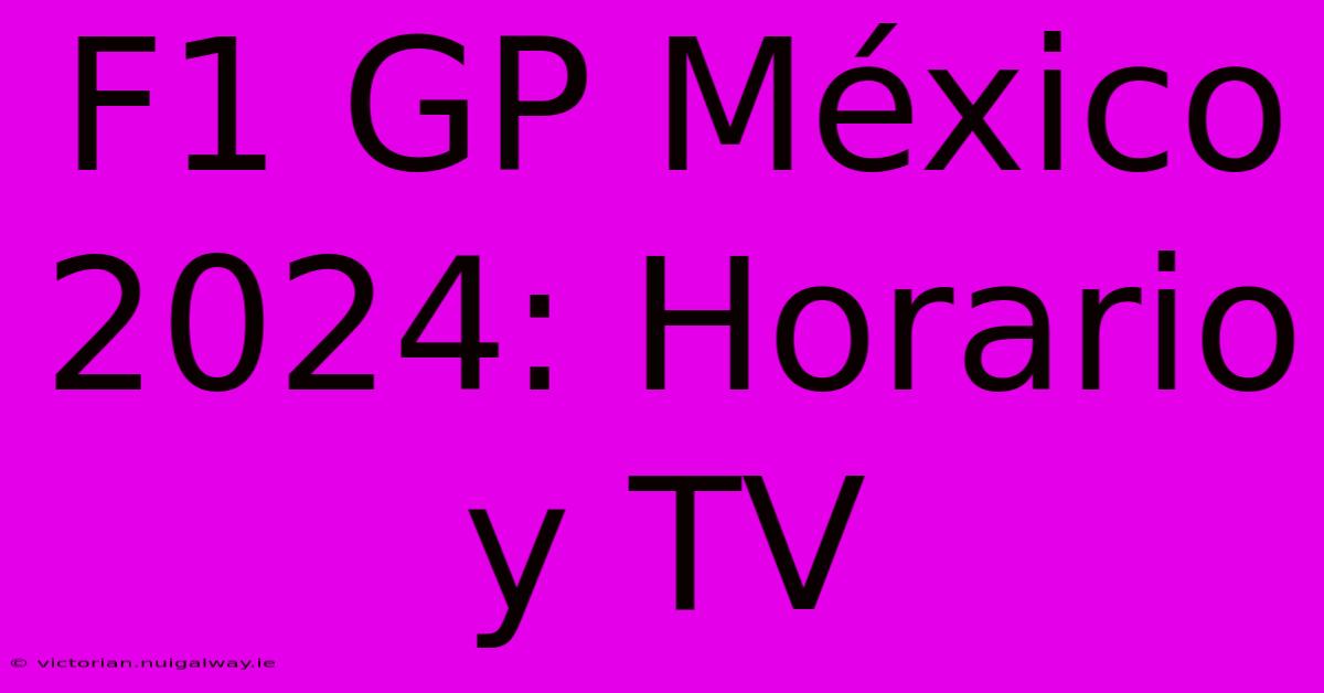 F1 GP México 2024 Horario Y TV