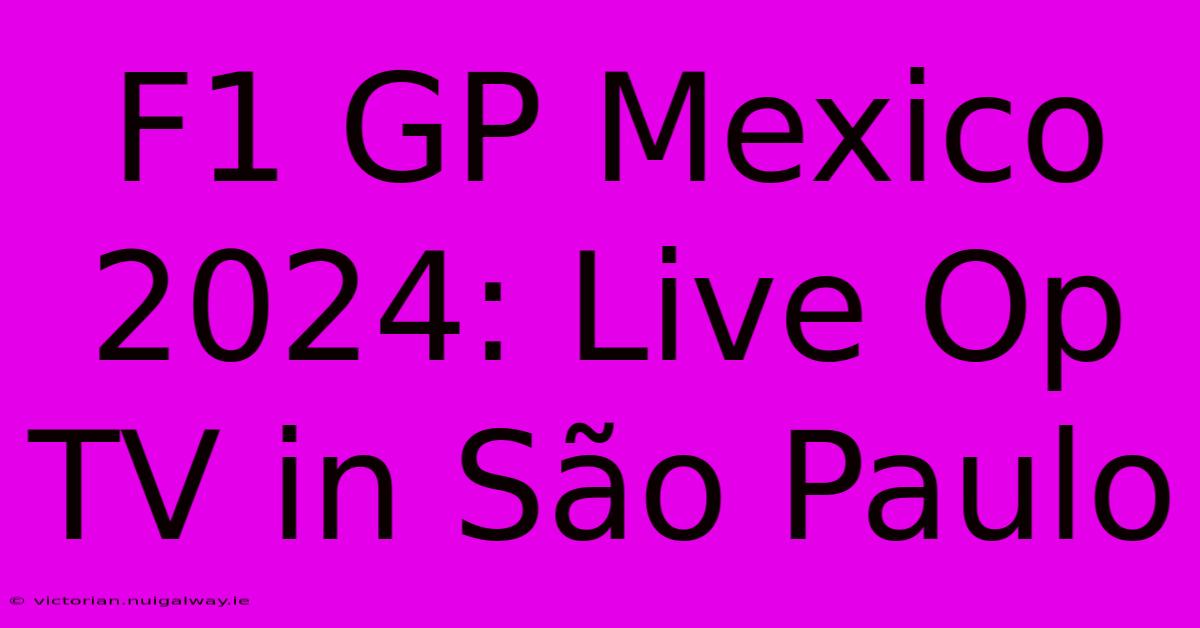 F1 GP Mexico 2024: Live Op TV In São Paulo