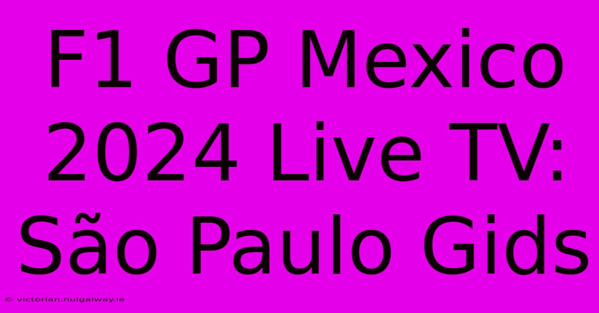 F1 GP Mexico 2024 Live TV: São Paulo Gids