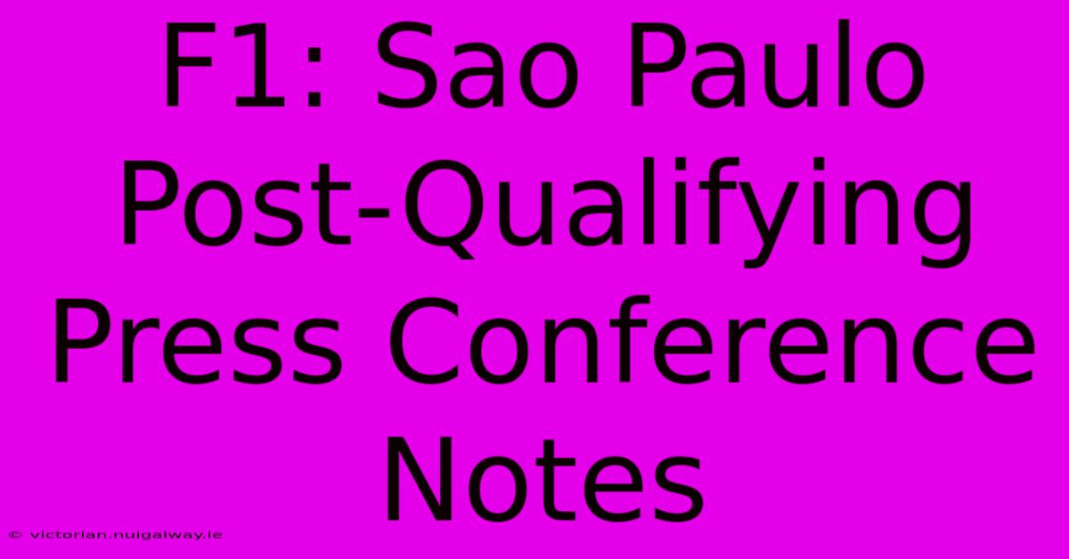 F1: Sao Paulo Post-Qualifying Press Conference Notes