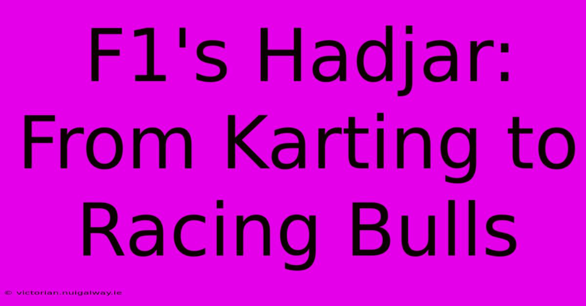 F1's Hadjar: From Karting To Racing Bulls