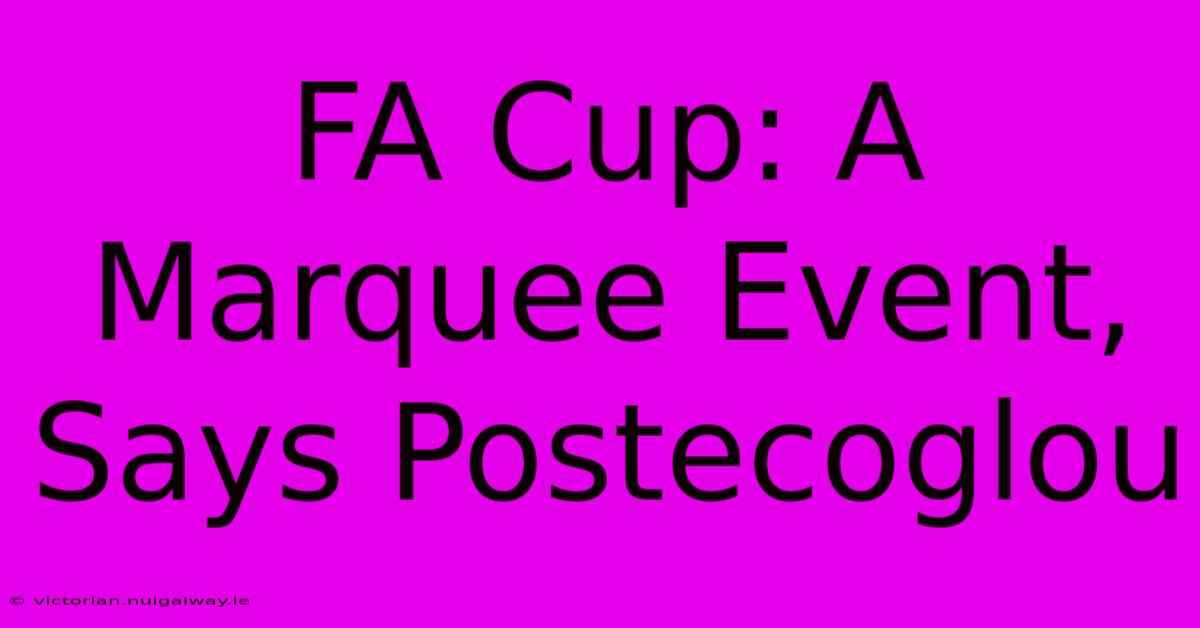 FA Cup: A Marquee Event, Says Postecoglou