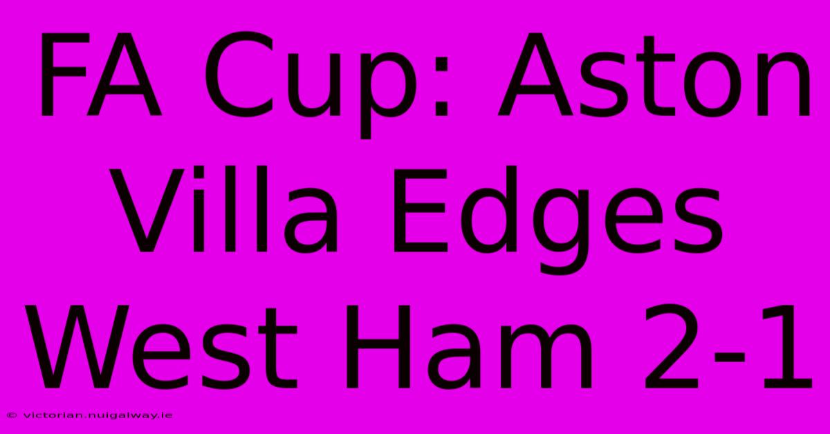 FA Cup: Aston Villa Edges West Ham 2-1