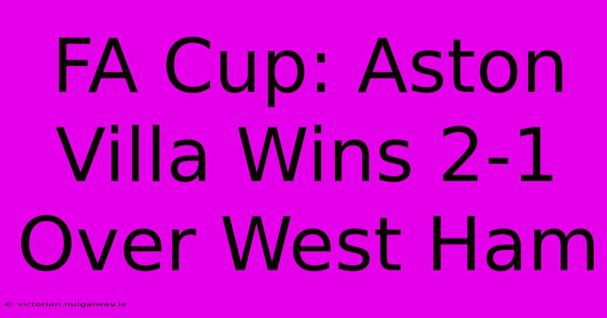 FA Cup: Aston Villa Wins 2-1 Over West Ham