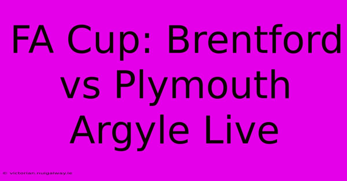 FA Cup: Brentford Vs Plymouth Argyle Live