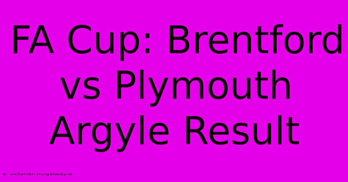 FA Cup: Brentford Vs Plymouth Argyle Result