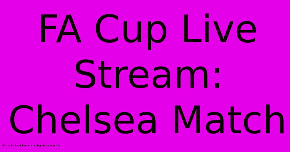 FA Cup Live Stream: Chelsea Match