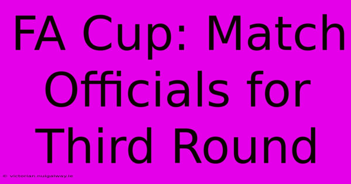 FA Cup: Match Officials For Third Round