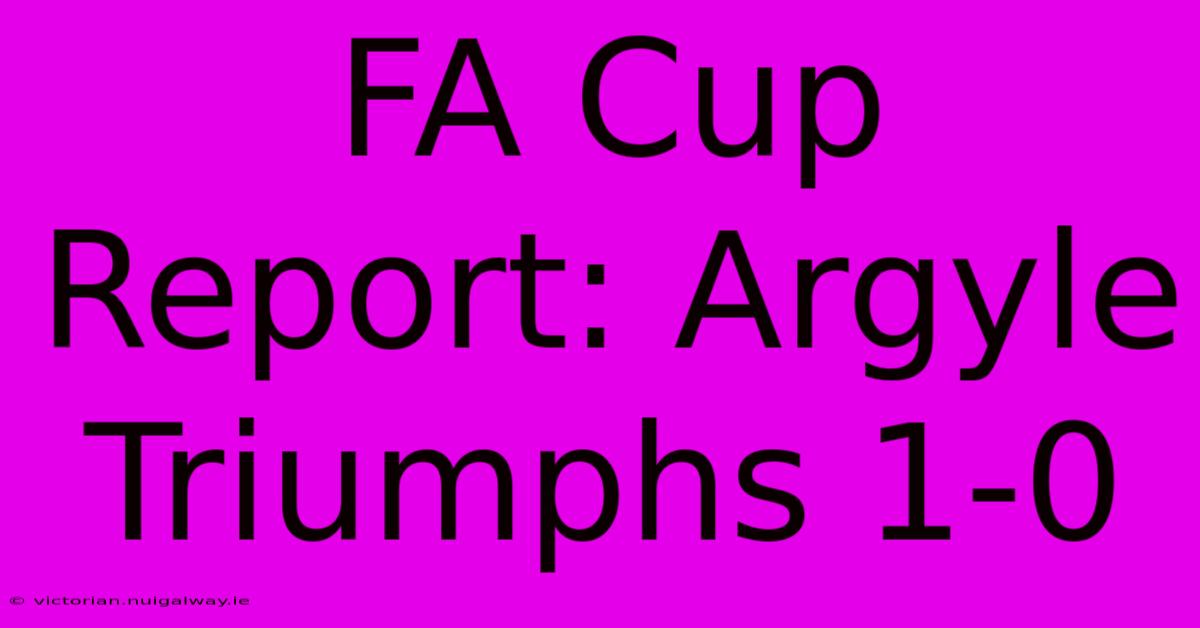 FA Cup Report: Argyle Triumphs 1-0