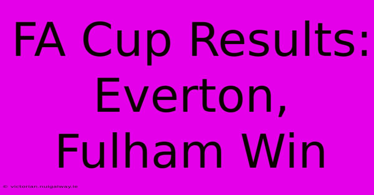 FA Cup Results: Everton, Fulham Win