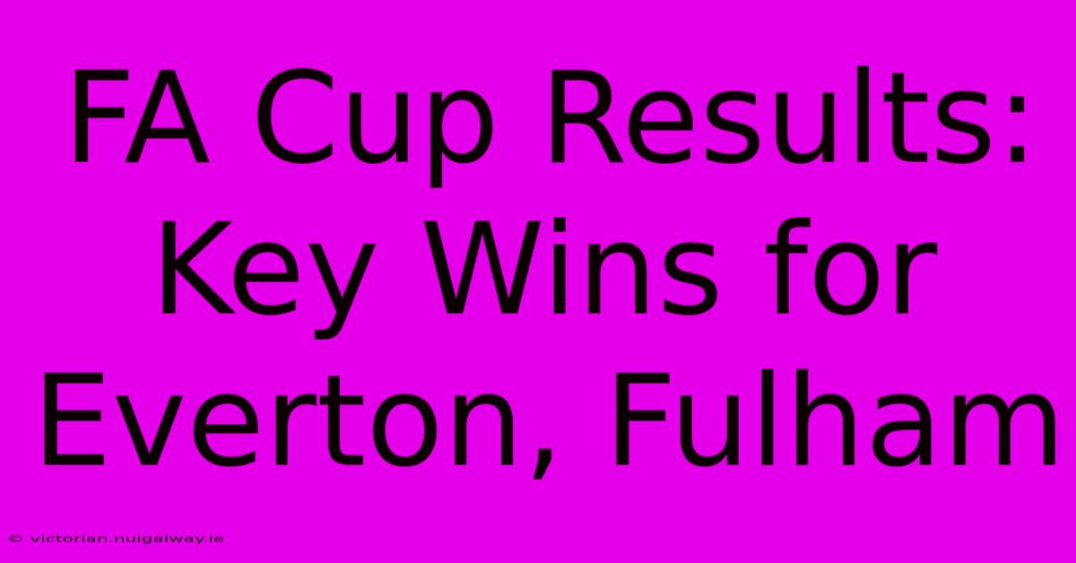 FA Cup Results: Key Wins For Everton, Fulham