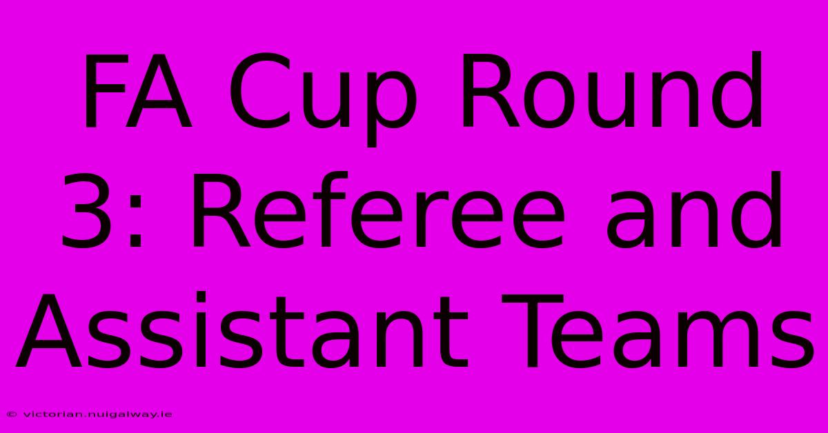 FA Cup Round 3: Referee And Assistant Teams