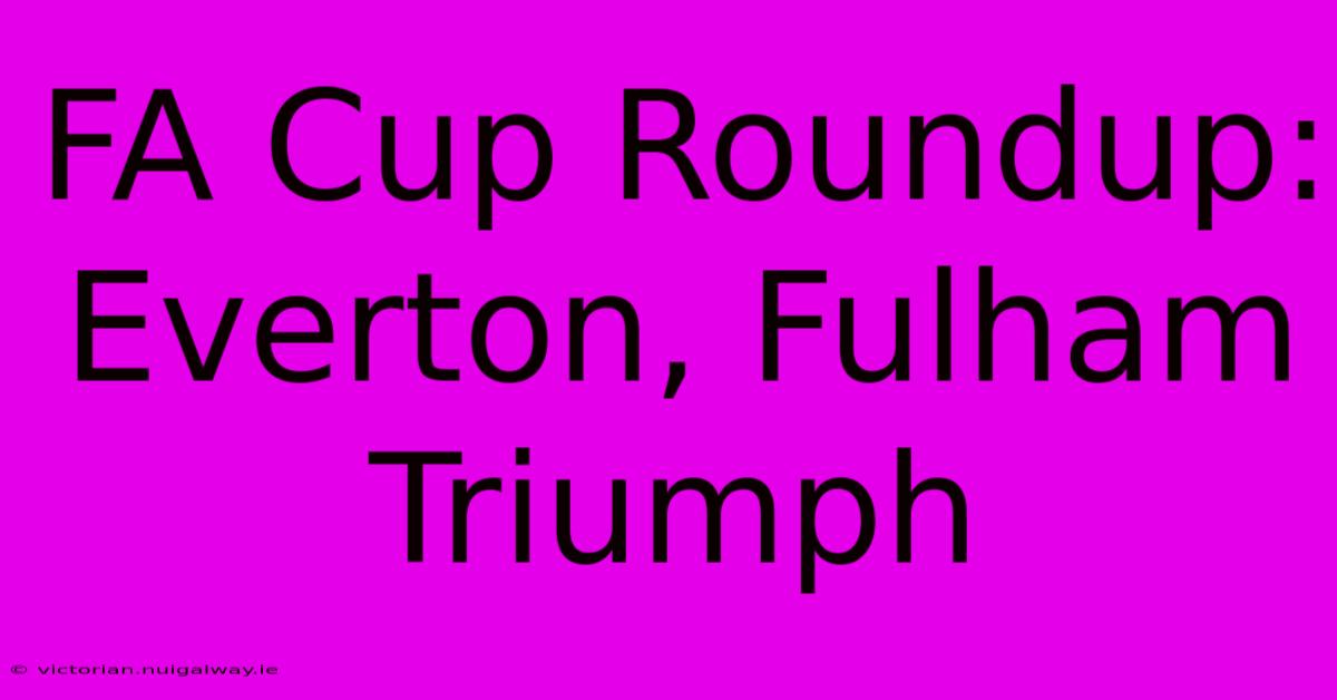 FA Cup Roundup: Everton, Fulham Triumph