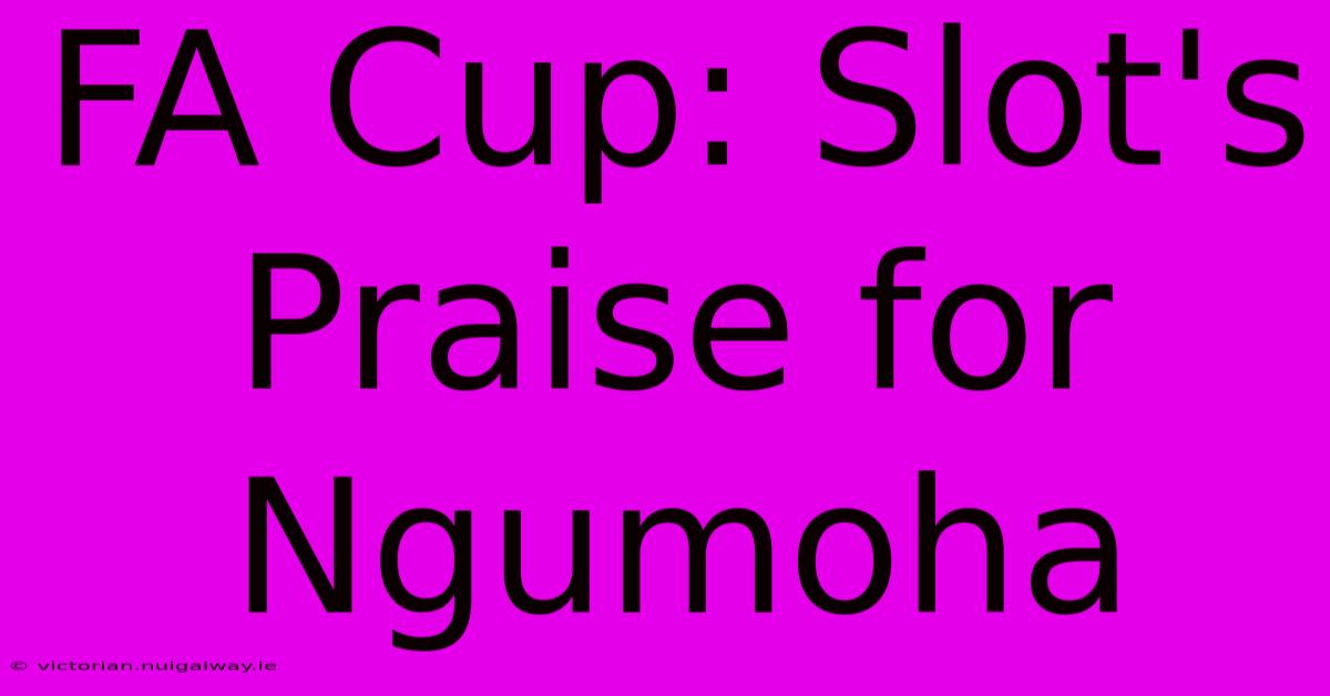 FA Cup: Slot's Praise For Ngumoha