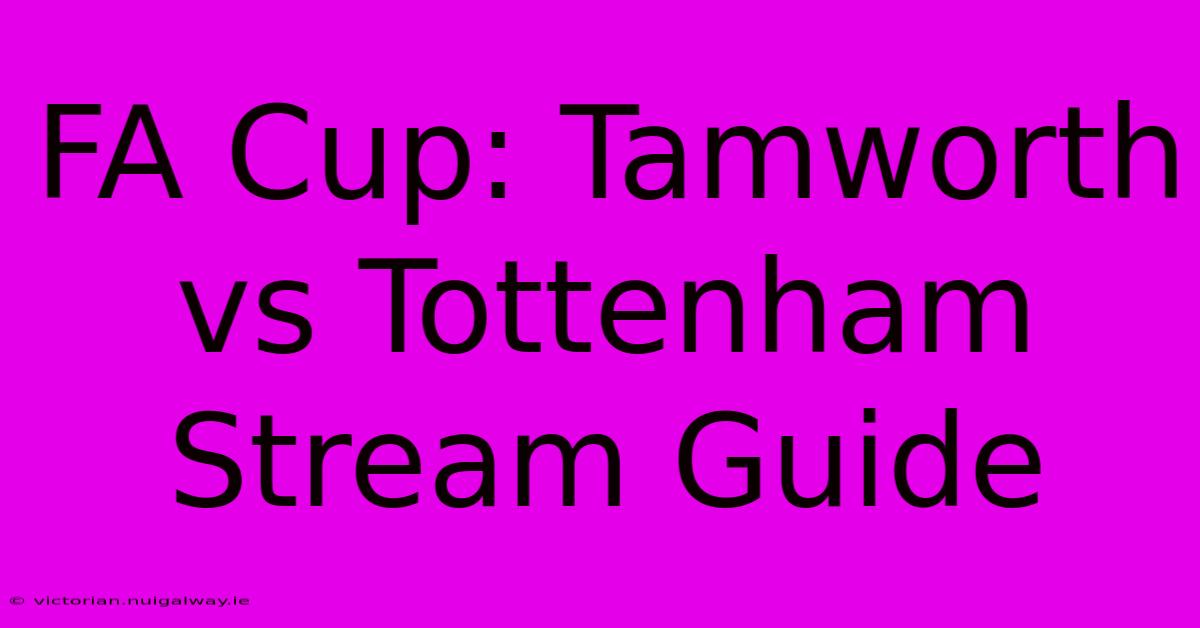 FA Cup: Tamworth Vs Tottenham Stream Guide